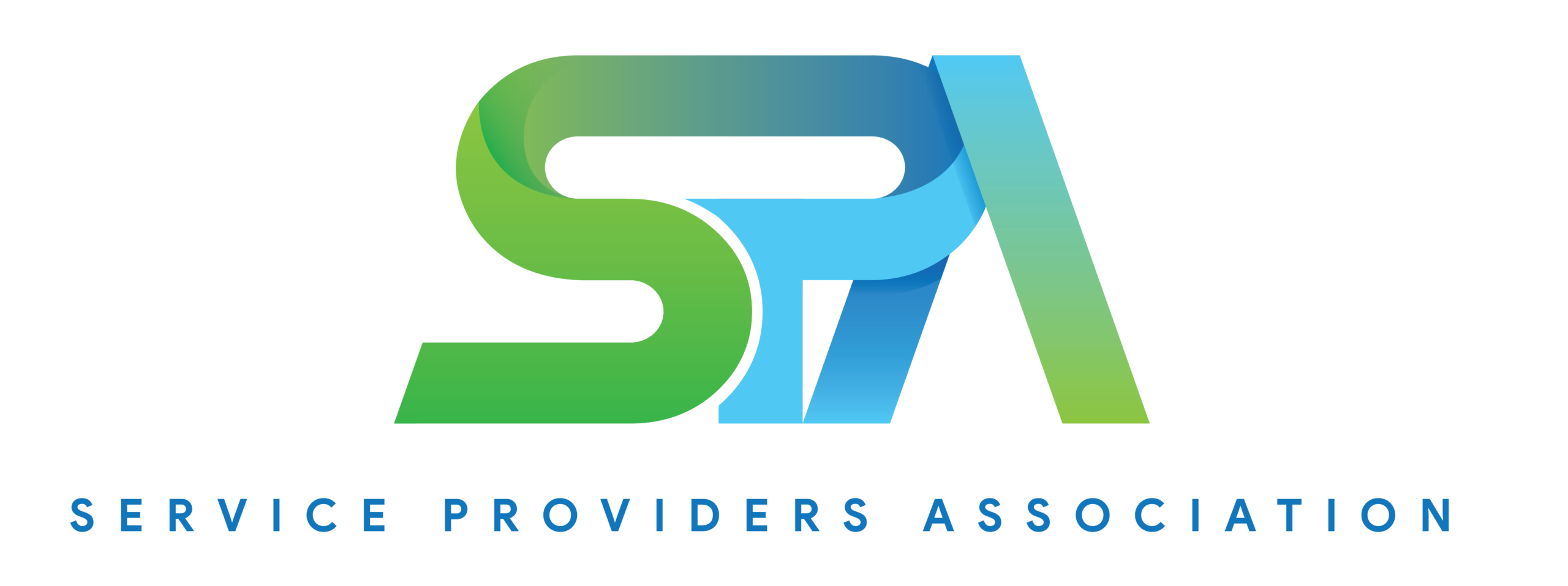 Stylized aqua and green logo with the acronym "spa" for the service providers association.